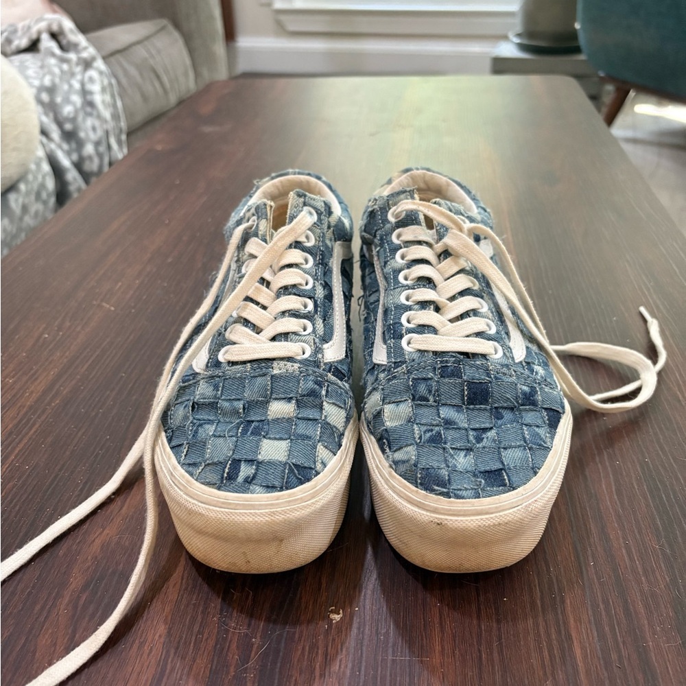 Vans Blue and White Woven Sneakers